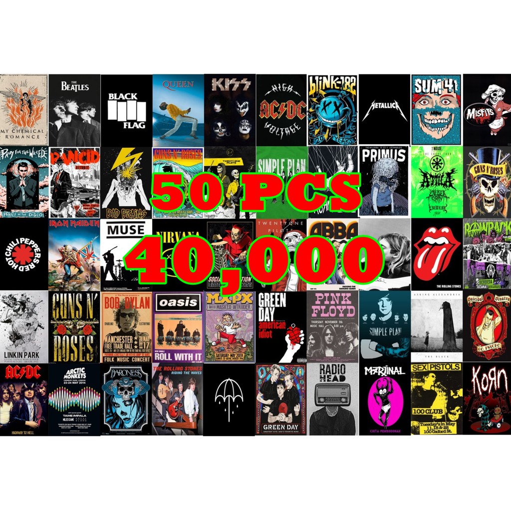 (BISA COD) POSTER AESTHETIC BAND 50 PCS UKURAN A5 (15CM X 21CM) - BAND RANDOM