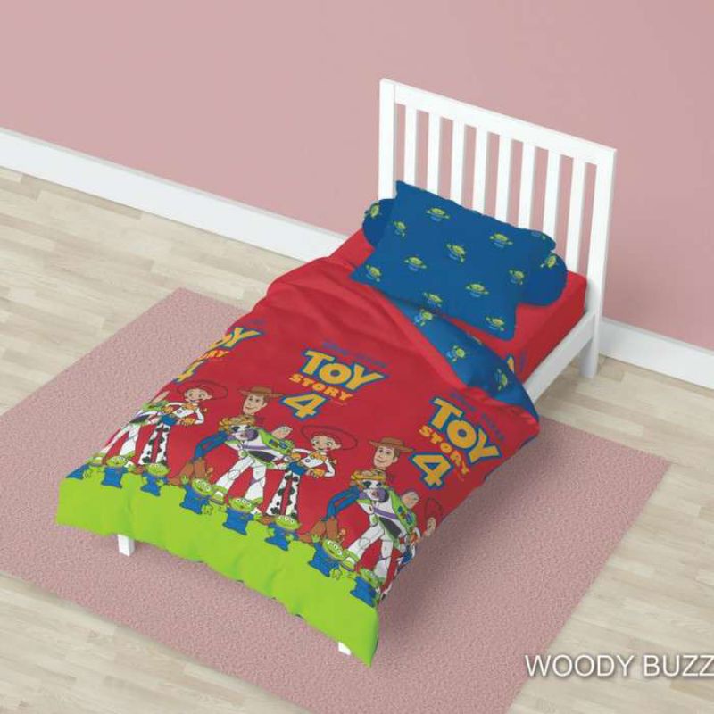 Sprei CALIFORNIA Super Single Ukuran 100x200 motif WOODY BUZZ JESSIE/TOY STORY