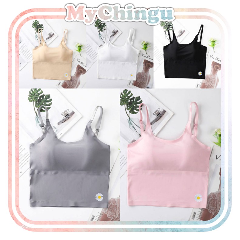 ❀ Chingu ❀ PW107 COD Tanktop Bra Wanita Mulus Crop Top Tanpa Kawat With Cup Bra Seamless Import Surabaya