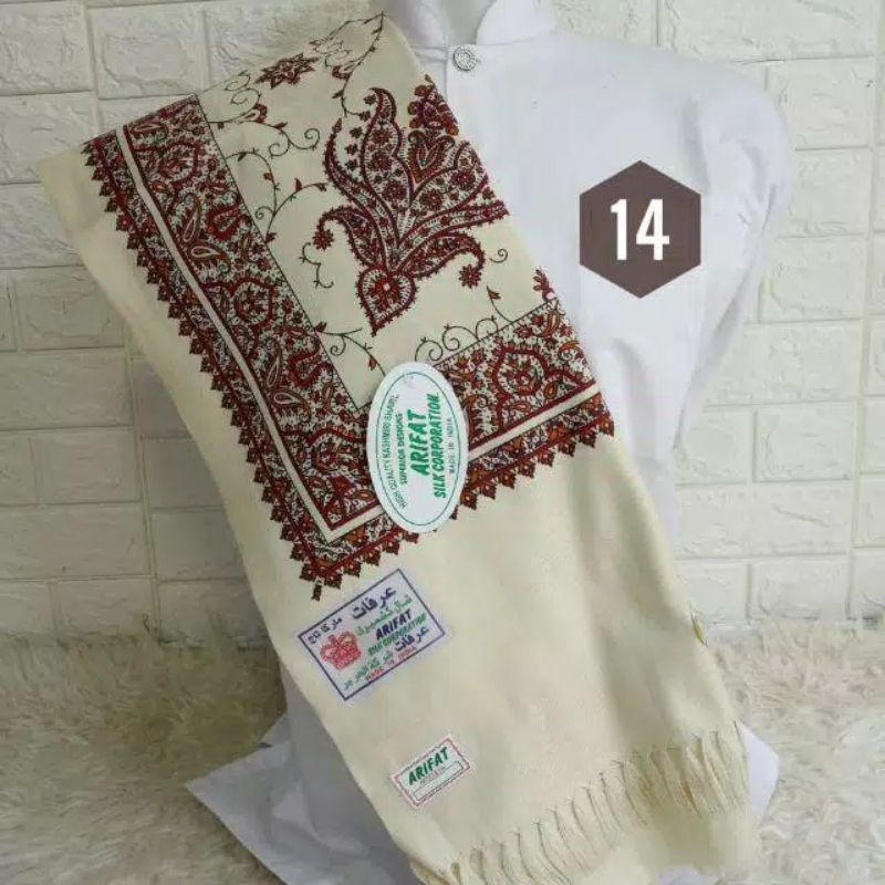 surban kasmir print putih sorban kashmir syal kasmiri printing kashmiri no wadimor arafat atlas bhs