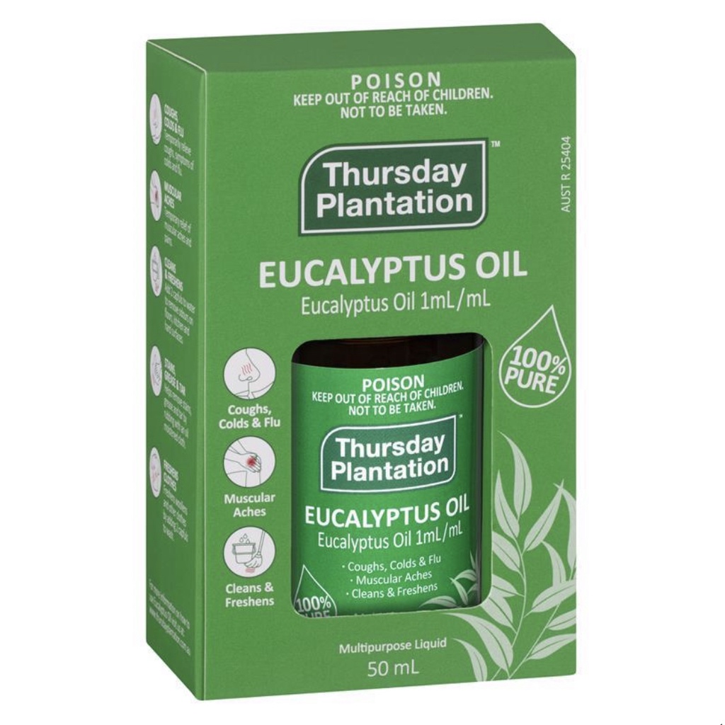 Thursday Plantation Eucalyptus Oil 50ml 100% Pure Essential (Minyak Kayu Putih) - Australia