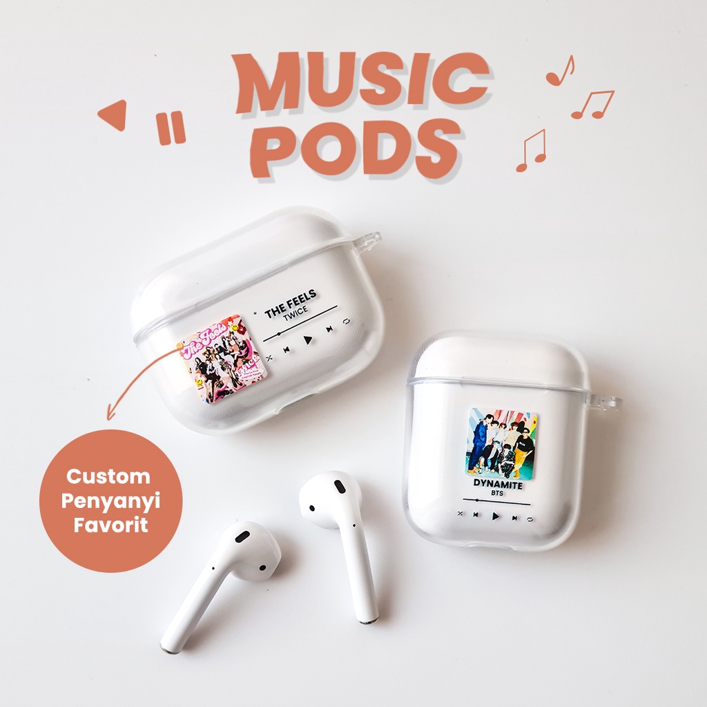 Casing Case Airpods Gen 1 2 3 Airpods Pro Inpods i12 Airpod Pro Custom Softcase Airpods Airpod Gen 1 2 3 2021 Pro Transparan bening Music Edition - Sketch It Project