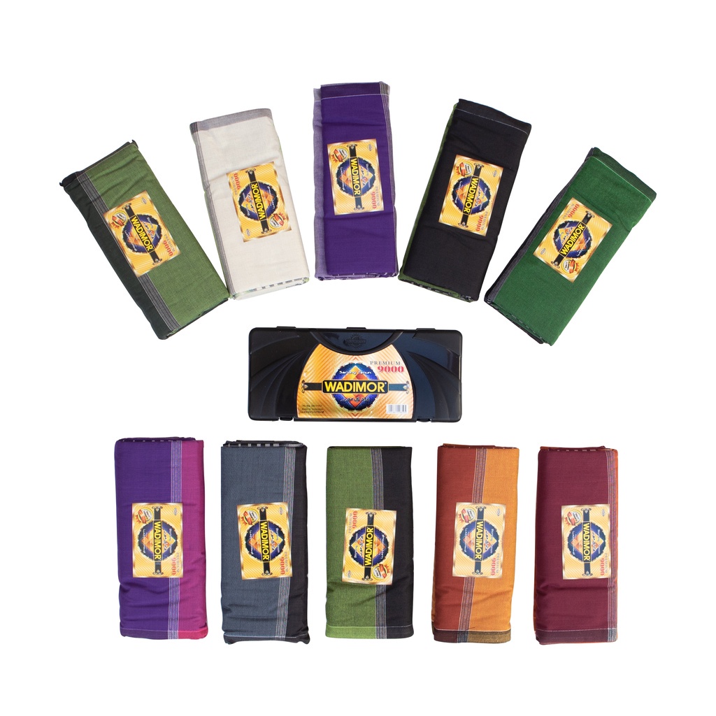 Sarung WADIMOR Premium 9000 Motif Garis Garis Kain Tenun Ukuran Dewasa Pria Laki Santri Solat Pesant