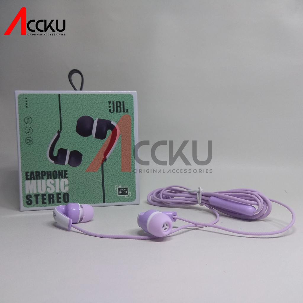 JBL-13 With Mic Handsfree Headset Earphone Murah Merek JBL Headset Universal JBL-13 Jack 3.5mm