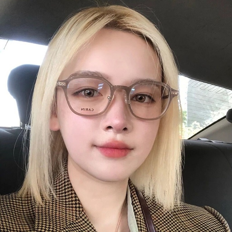 (YUZHU) Korean Fashion Anti Blue Light Polygonal Glasses New Fashion TR90 Square Frame Glasses