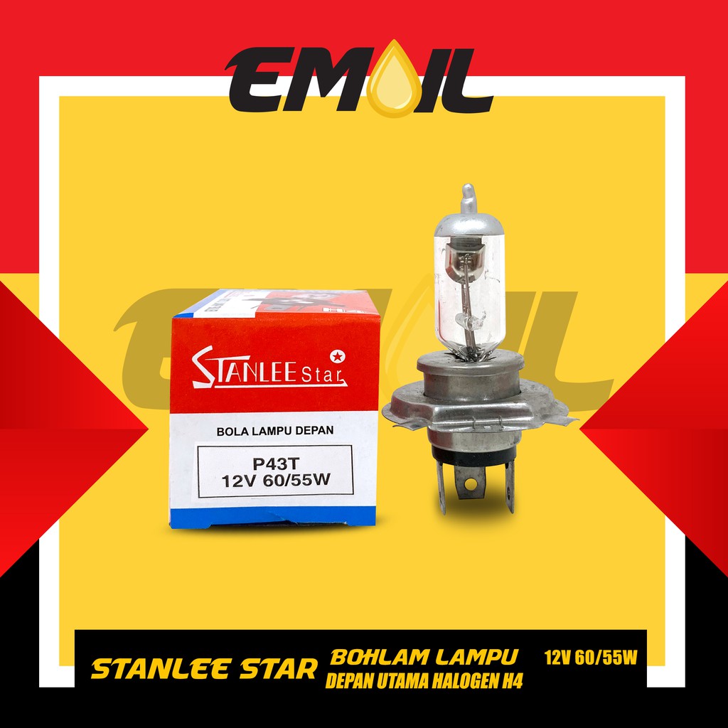 Bohlam lampu depan utama halogen H4 12v 60/55w merk stanlee star