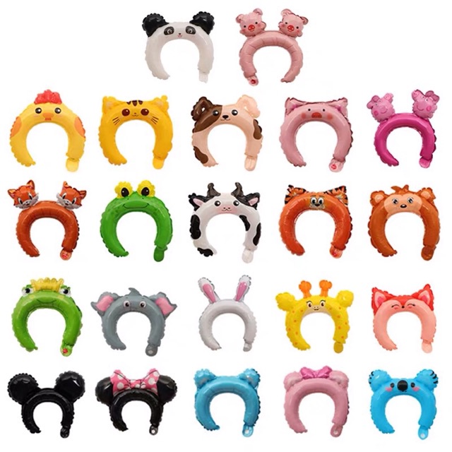 INFY - Balon bando karakter binatang / animal head band balon bando ulang tahun anak R489