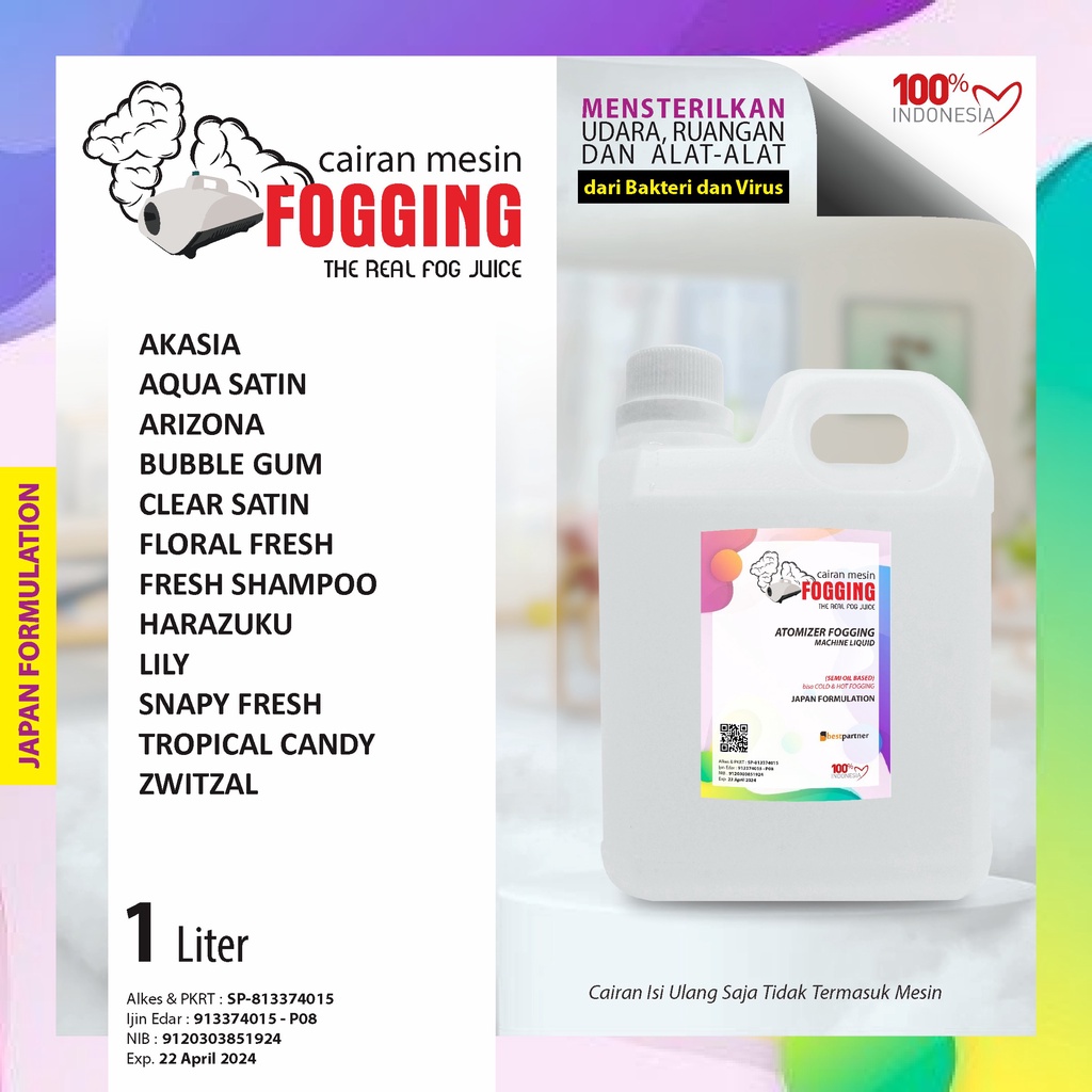 Cairan Mesin Fogging Variasi Aroma Wangi Segar  1 liter / Cairan Fogging Atomizer 1 LIter Kemasan Jerigen