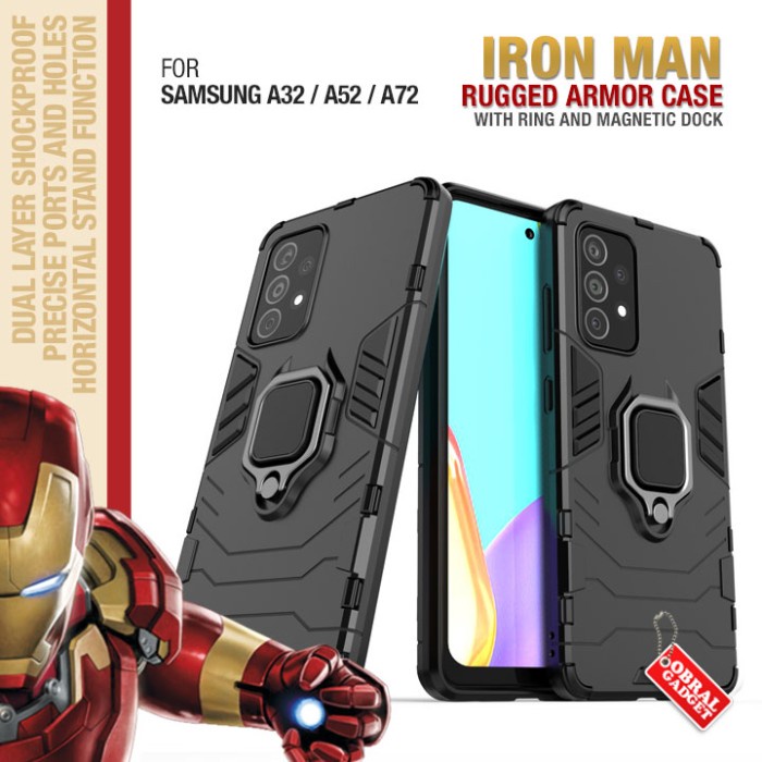 Armor Case Samsung A32 A52 A72 Soft & Hard Hardcase Ring Casing Cover - Samsung A32