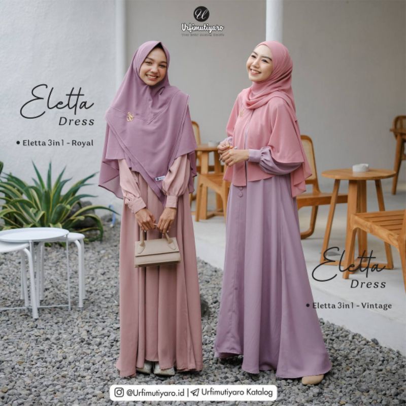 OPEN PO SD 19 NOV ‼️ Eletta Dress Set & Khimar / Pashmina by Urfimutiyaro