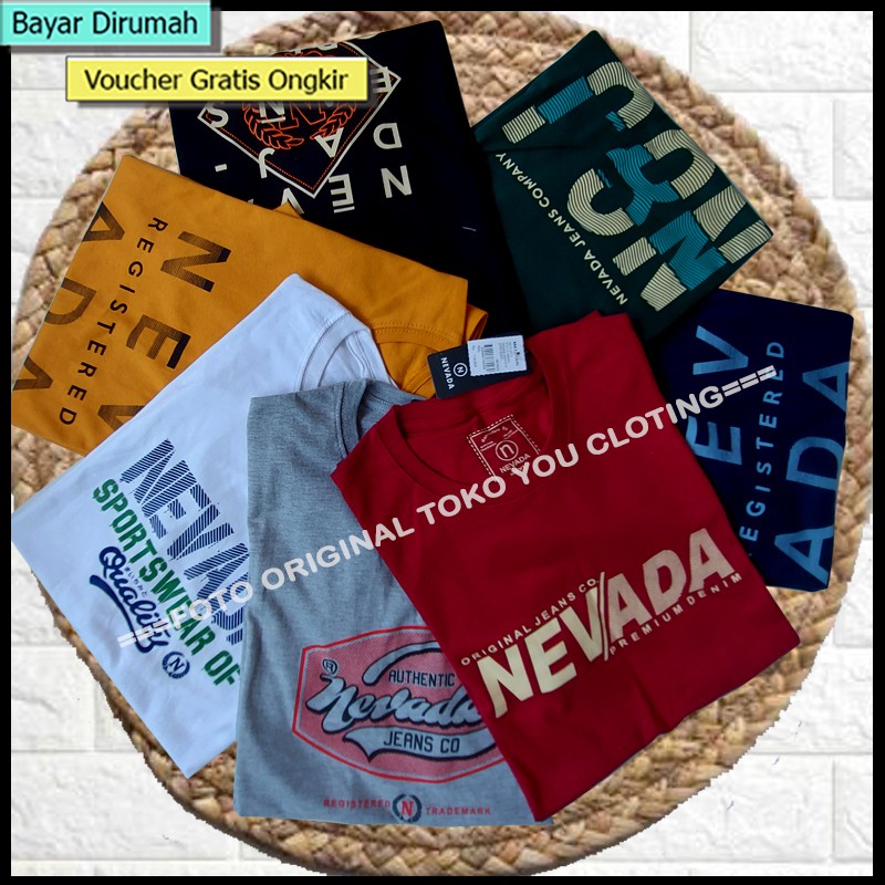 [MOTIF RANDOM] Kaos Oblong Cowo Nevada Full Tag Lengan Pendek M.L.XL Warna random