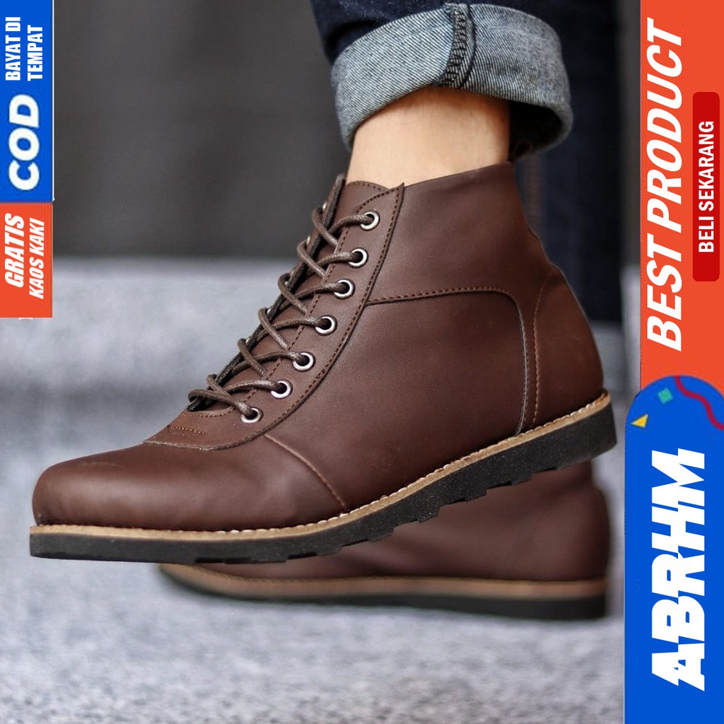 ABRHM- BRO Sepatu Boot Pria Sepatu Pria Casual Boots Kulit Pu Ori Cowo/Cowok Kerja Lapangan