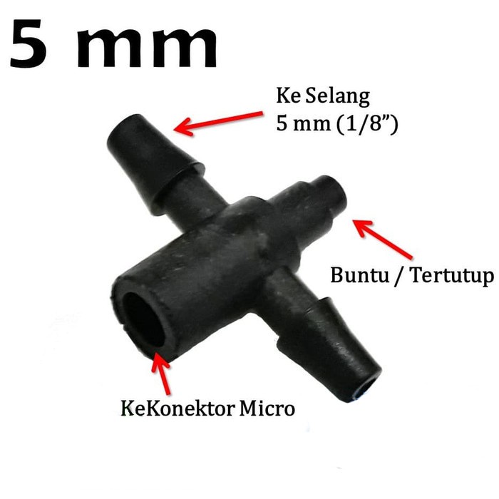 Micro Tee 5 mm Head / Micro Tee 5 mm Head Nepel Cabang 2