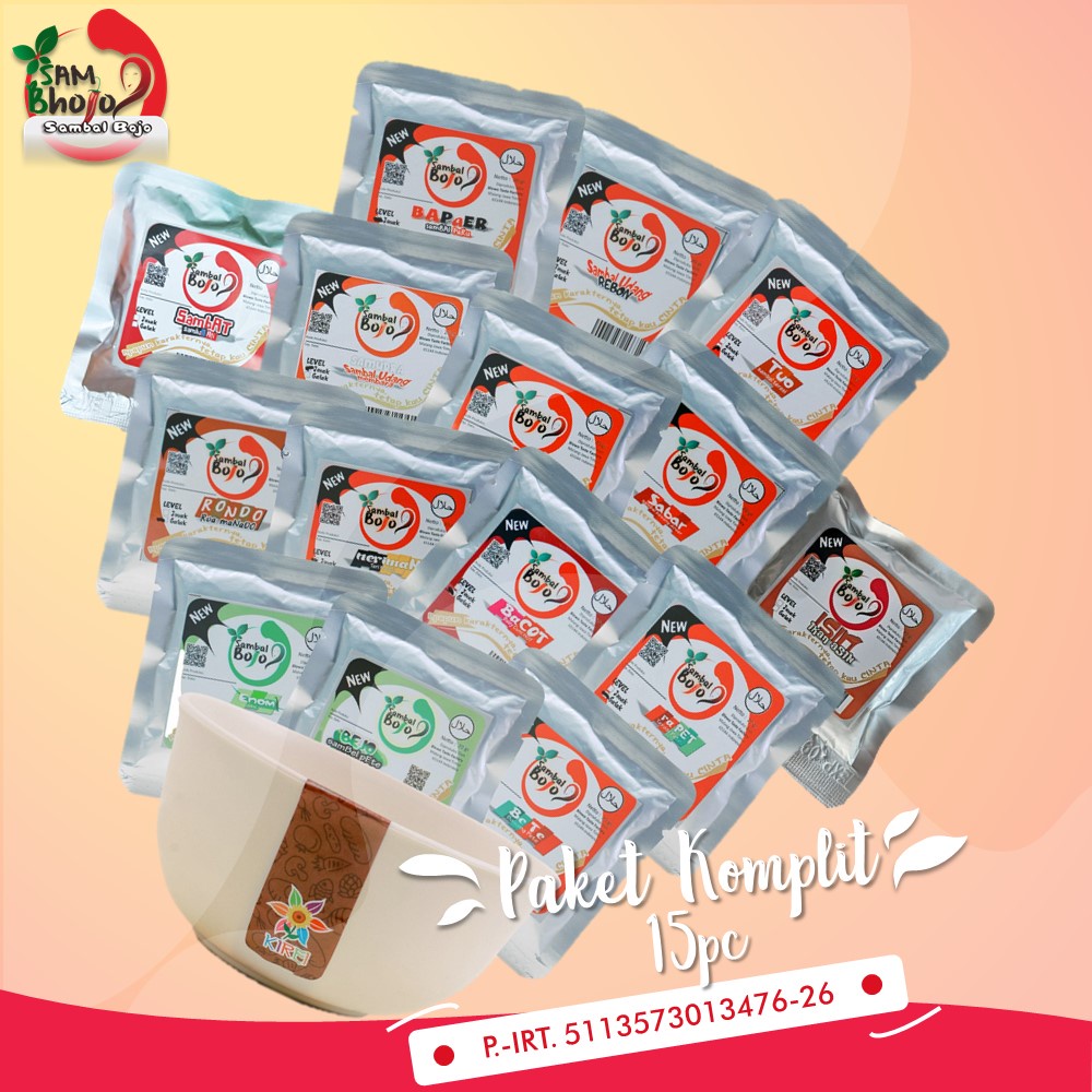 

Sambal Bojo komplit 18 sachet ALL varian GRATIS Wooden Spoon