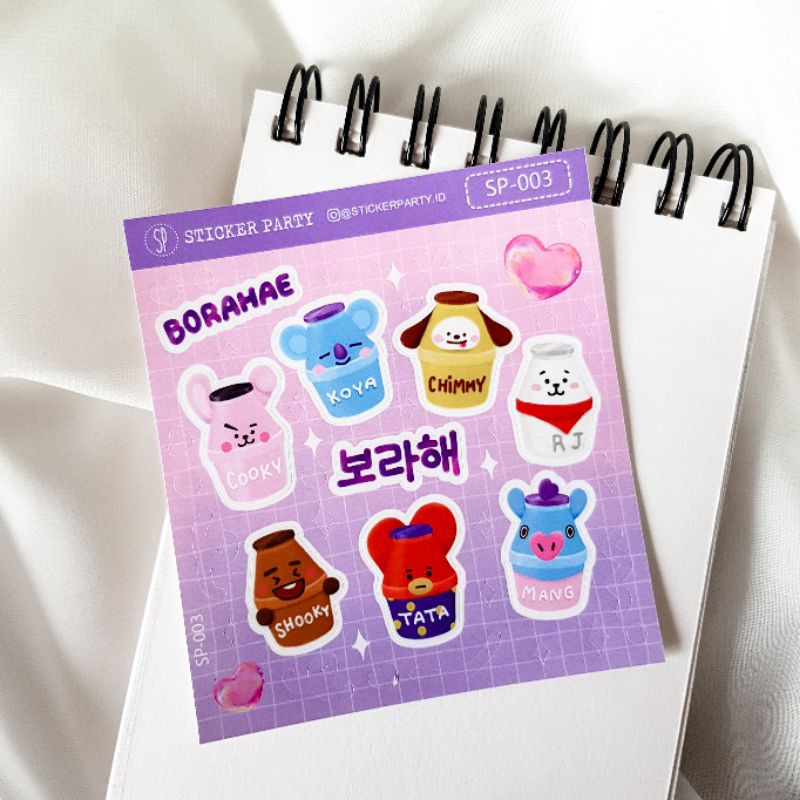 

[StickerParty] Stiker BTS Yogurt Line BT21 FanArt Bangtan KPop Korea Chimmy Tata Koya Mang RJ Cooky SP003