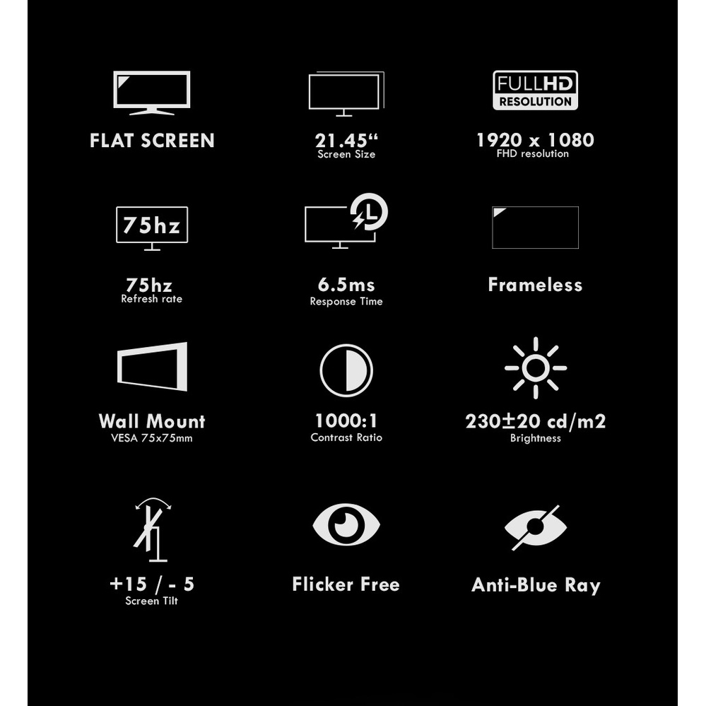 Monitor Gaming Armaggeddon Pixxel+ PF22HD SUPER Full HD Frameless Design | 75Hz | 6.5ms Response Time-2