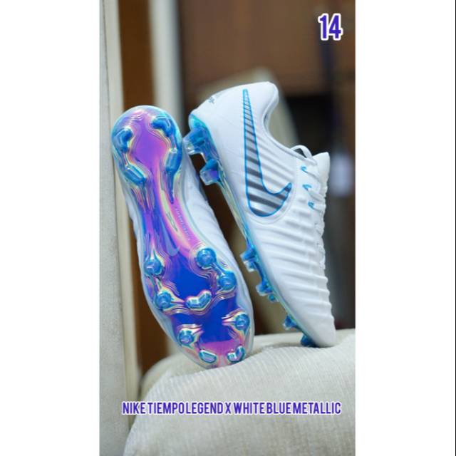 Nike Tiempo Legend X White Blue Metallic FG