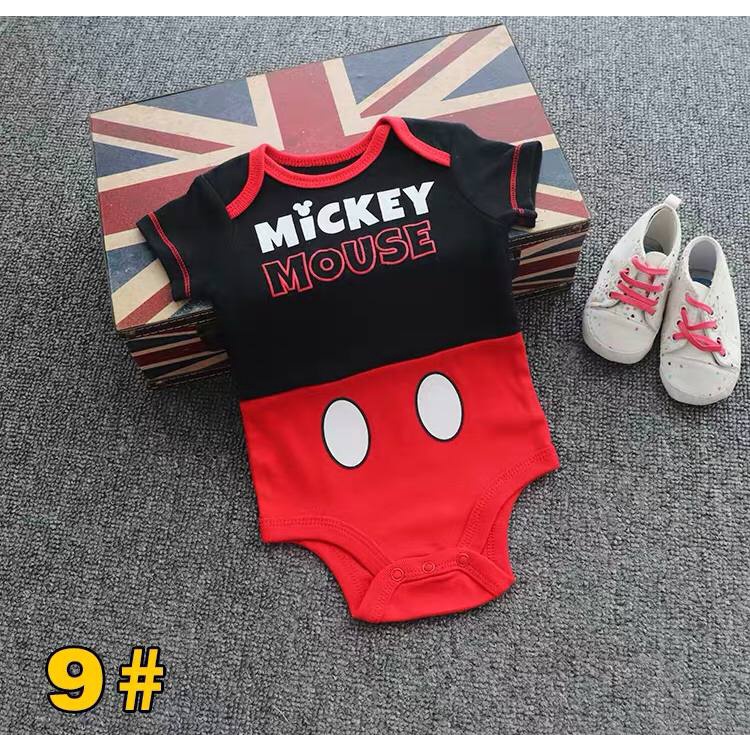 BAJU BAYI JUMPER ROMPER NEWBORN MICKEY MINNIE MOUSE PIYAMA IMPOR