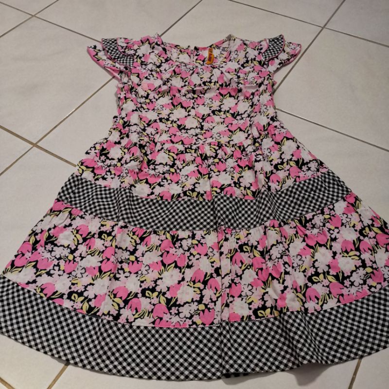 preloved dress anak 6 7 8 tahun pink putih flower bunga baju bekas PL brand Matahari