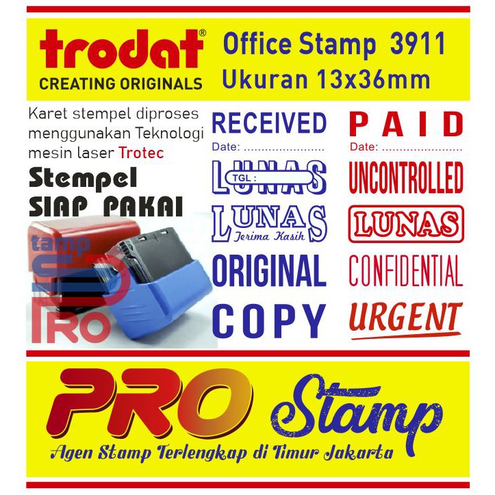 

Stempel Warna Trodat Printy 3911 / Office Stamp Siap Pakai