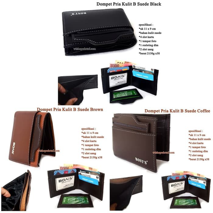 Dompet Branded Pria kulit bovis Suede