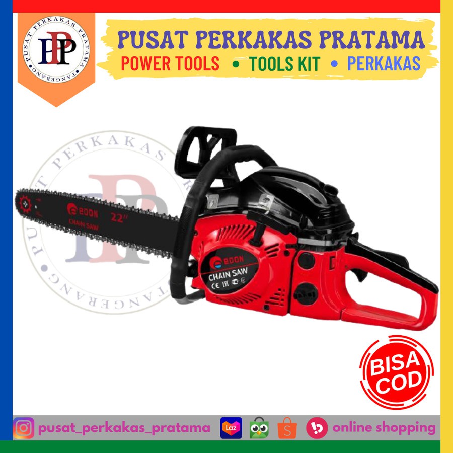 Mesin ChainSaw 22 INCH EDON 2 Tak Gergaji Potong Pohon Kayu Chain saw