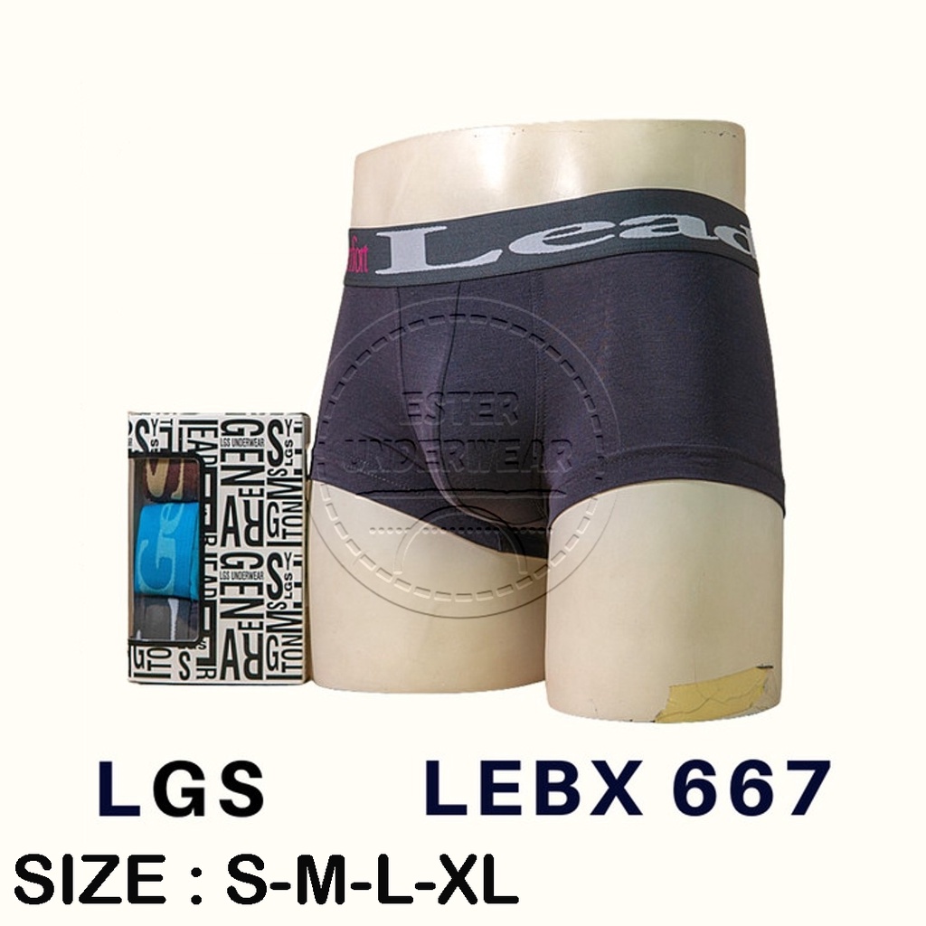 Celana Boxer Pria LGS 667 ISI 3Pcs |Celana Boxer Bahan Modal Spandex