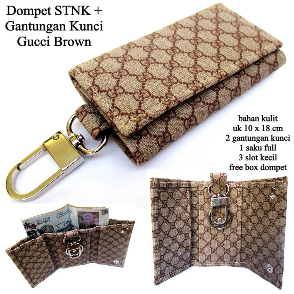 dompet stnk dan gantungan kunci mobil gucci