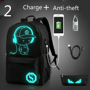 Tas Ransel Anti Maling Backpack USB Charging nyala dalam gelap Terlaris