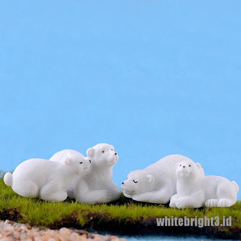 (white3) Miniatur Beruang Kutub Untuk Dekorasi Taman Minifairy Garden