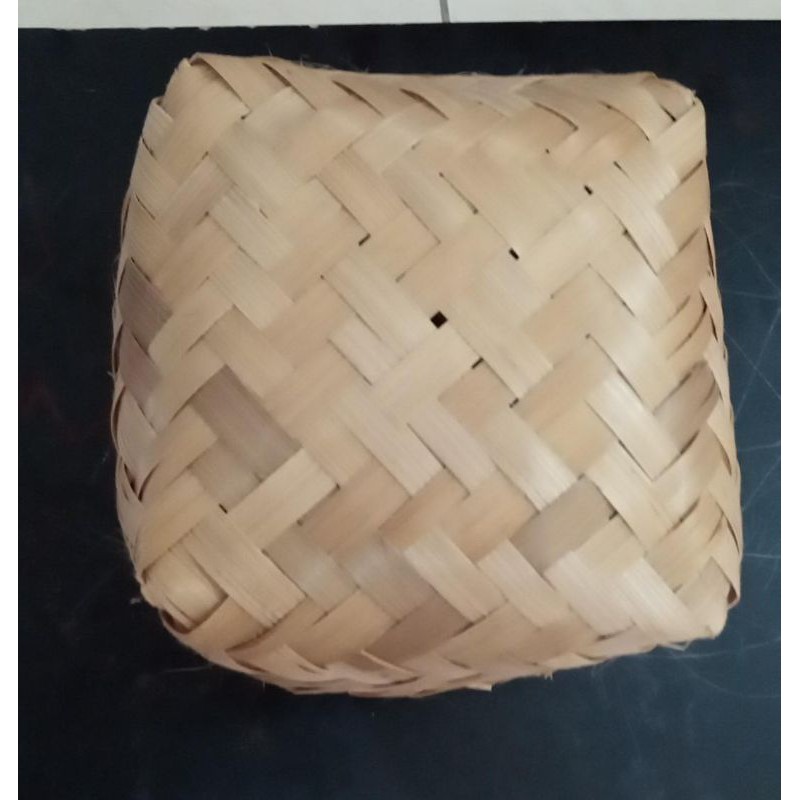 besek bambu ukuran lebih tinggi / pipiti / tempat makan bambu natural 18x18x10 harga /pasang