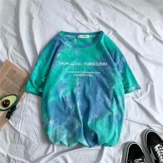  Kaos  Lengan Pendek Model Retro Motif Print Tie  Dye  Warna  