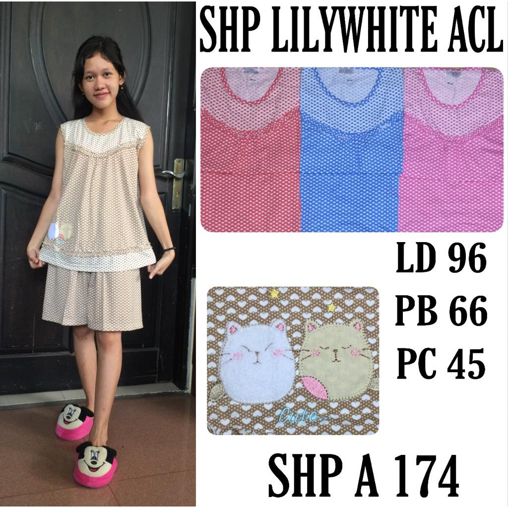 Baju Tidur Celana Pendek Tanpa Lengan Lily White - Baby Doll Lily White SHP A 174