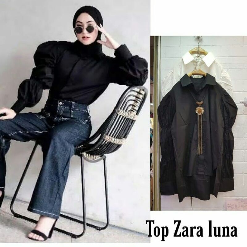 TOP ZARAA - BLOUSE ZARAA TANGAN KERUT