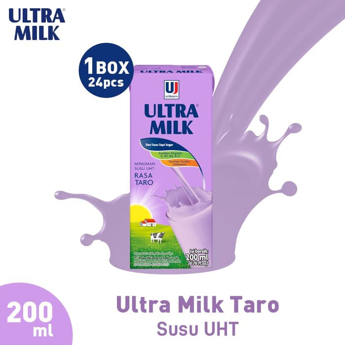 

Susu Ultra Milk UHT Taro 200 Ml Isi 24 Pcs