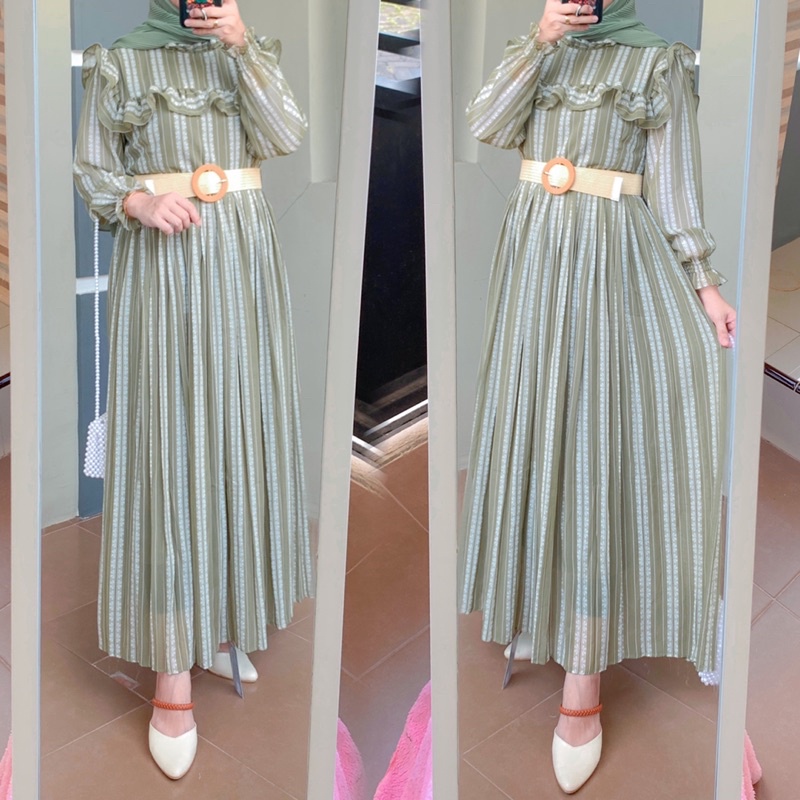 Gamis plisket prisket ceruti bunga salur by yuna fashion kore style ceruty