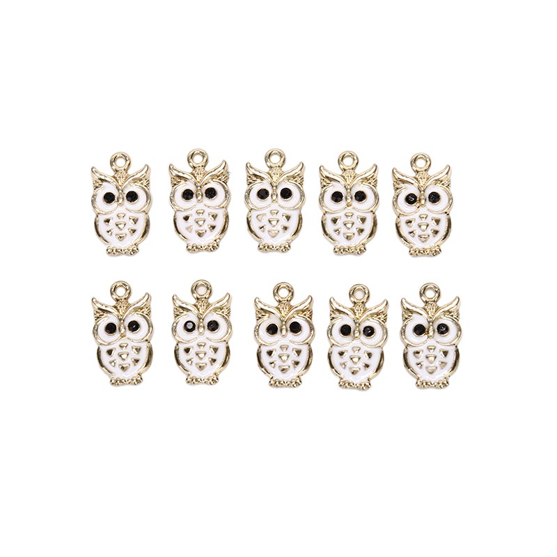 Hbid Glory 10Pcs / Lot Liontin Enamel Bentuk Burung Hantu Bahan Alloy Untuk Membuat Perhiasan DIY