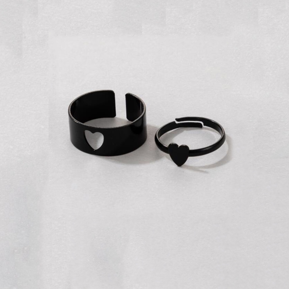 2pcs / Set Cincin Model Terbuka Desain Kupu-Kupu / Bintang / Bulan / Hati Gaya Vintage / Gothic / Punk Untuk Wanita