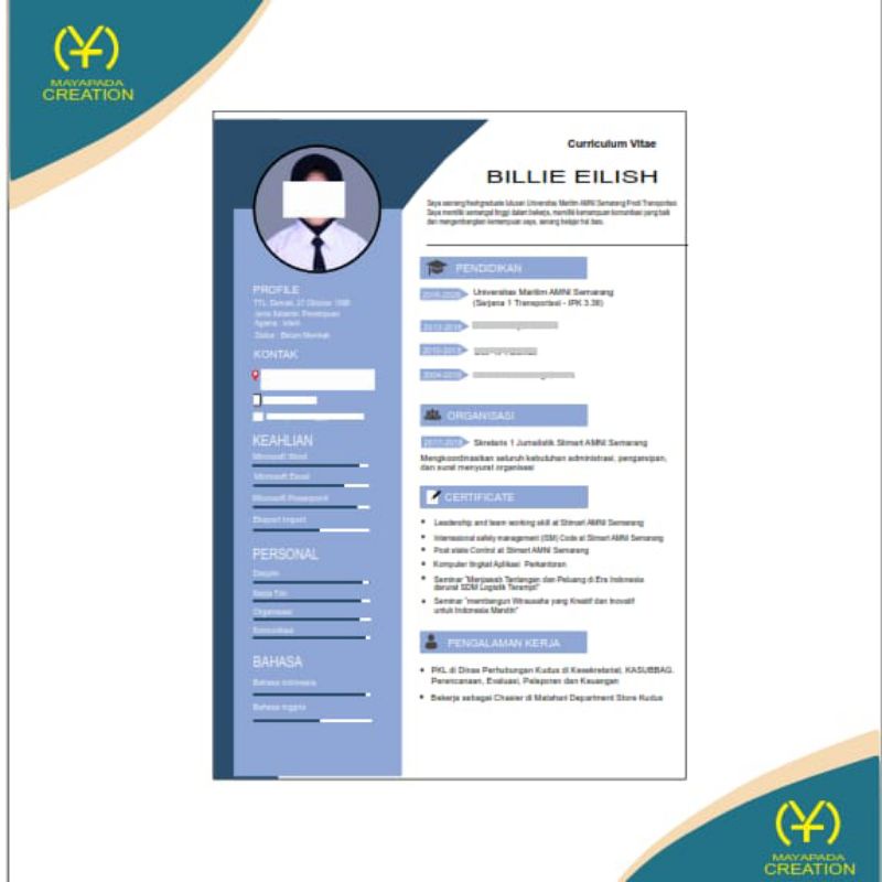 

Jasa Desain CV (Curriculum Vitae)/ Daftar Riwayat Hidup