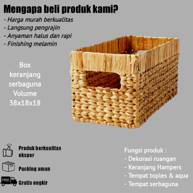 keranjang serbaguna/box storage/keranjang hampers/tray eceng gondok/keranjang anyaman eceng gondok