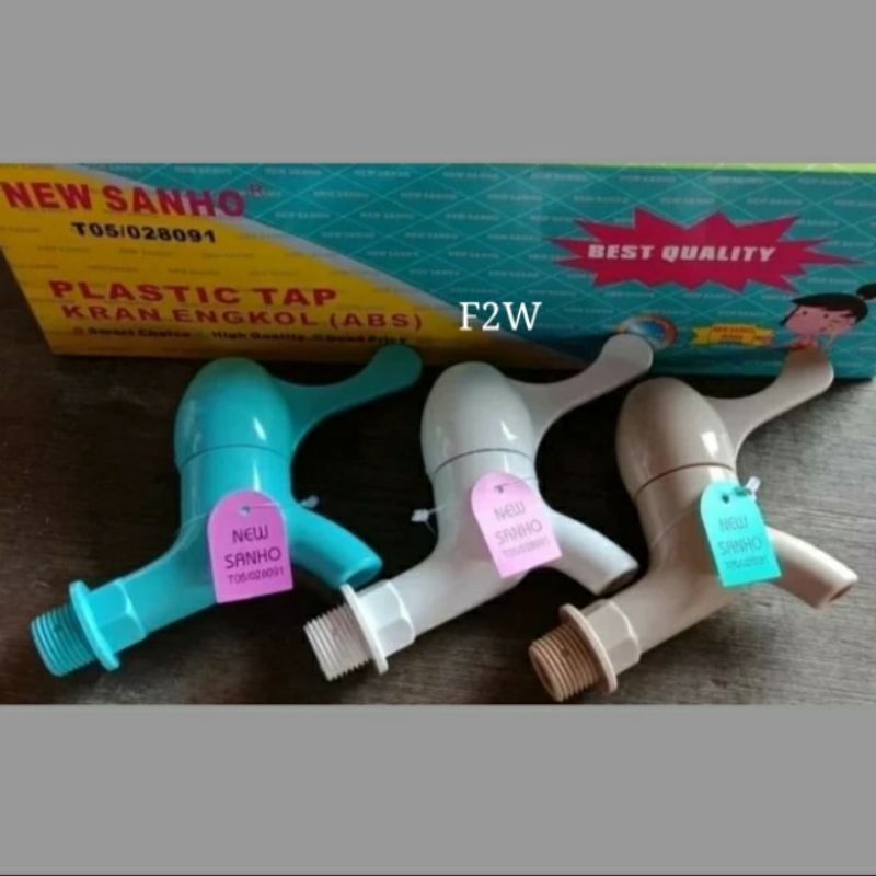 KRAN TEMBOK PVC 1/2" SANHO ENGKOL KERAN AIR PLASTIK ENGKOL SANHO