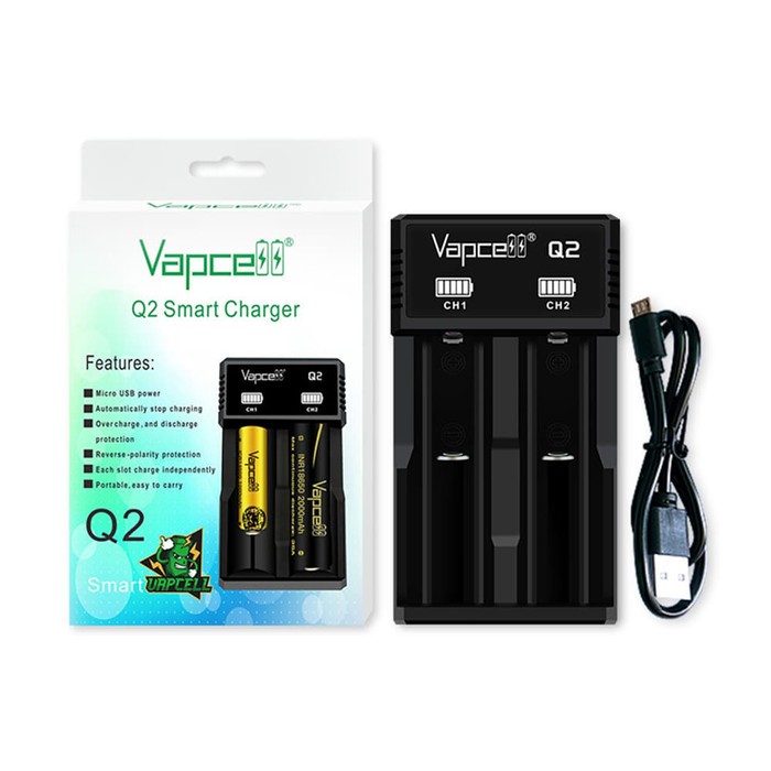 Authentic charger vapcell Q2 smart charger dual slot 2A