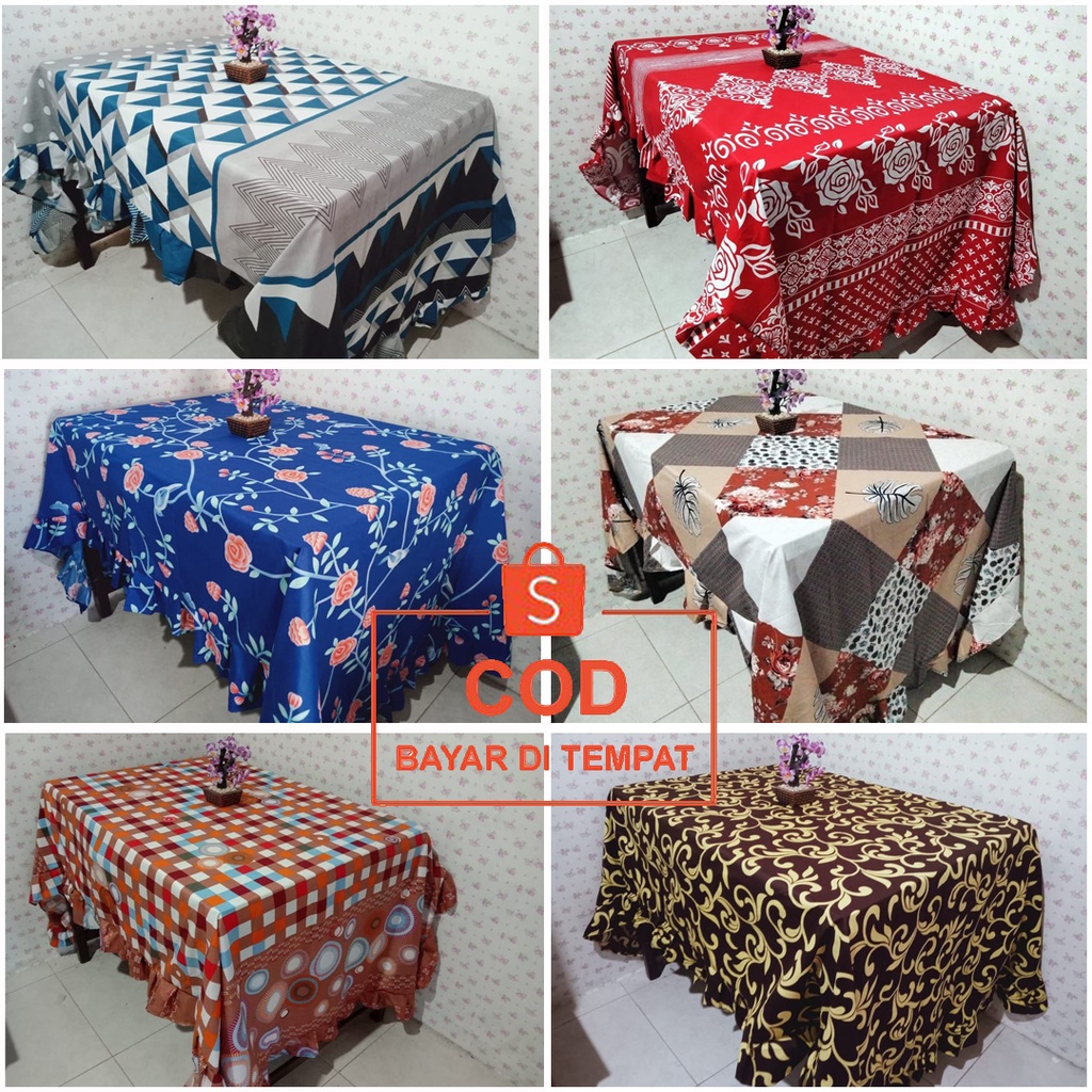 ✅COD TAPLAK MEJA MAKAN KAIN RUMBAI BESAR 140X220 PERLENGKAPAN SET DEKORASI FURNITURE RUMAH MINIMALIS