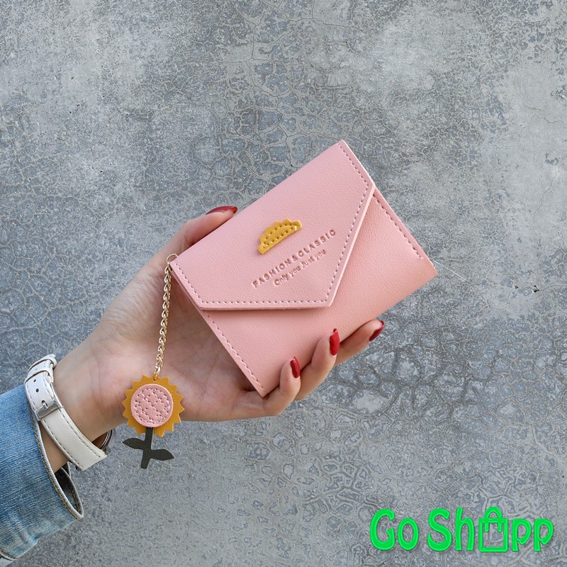 Dompet Wanita Import Fashion Korea - Dompet Wanita Kulit PU - Dompet Lipat Gantungan Pohon [PD12]-PD12-PINK MUDA