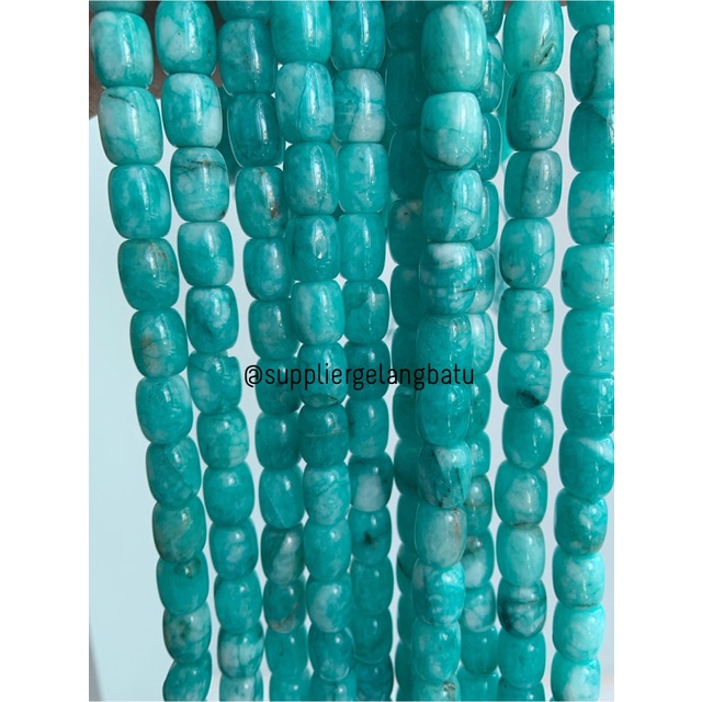 bahan renceng batu agate tabung 8mm green sediment amazonite hijau