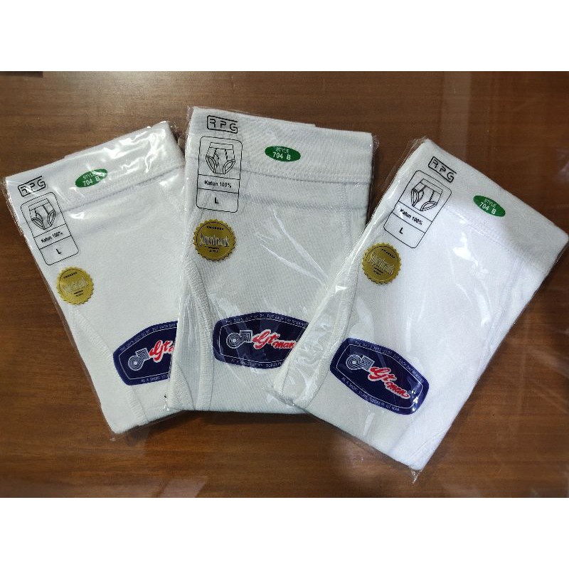 3 Pcs - Celana Dalam GT Man PUTIH Pria Dewasa - CD GTMan Laki-laki Laki BW Polos Open Katun Pakaian Dalam Underwear Adem