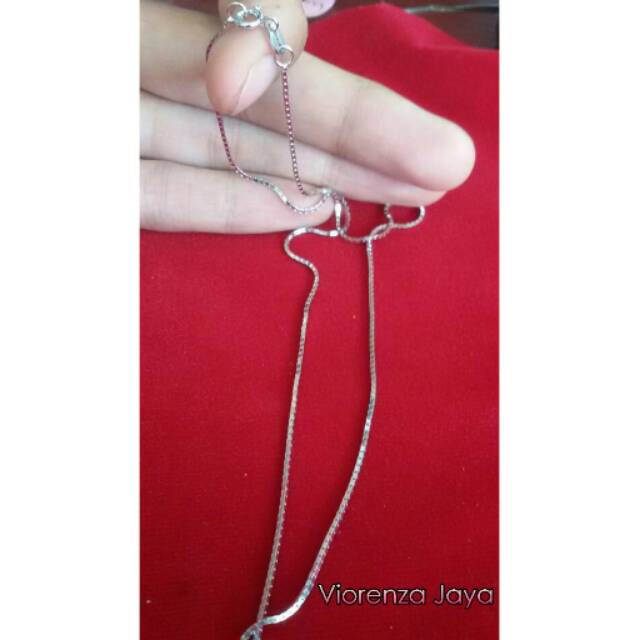 KALUNG ITALY KACA PERAK 925 /KALUNG SILVER LAPIS EMAS PUTIH / PERHIASAN WANITA / PERAK ASLI /070