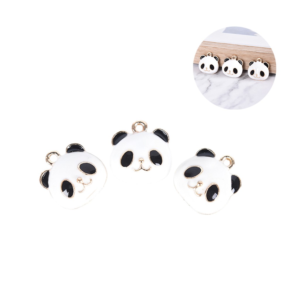 Hbid 10Pcs / Set Liontin Bentuk Panda Bahan Alloy Enamel Untuk DIY Craft / Perhiasan Charms