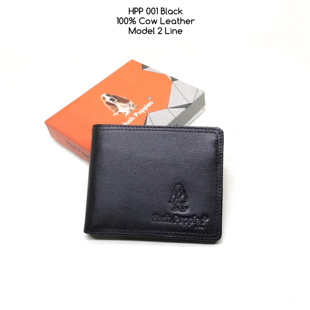 dompet pria hushpuppies 001 black kulit sapi asli dompet murah-black 2line