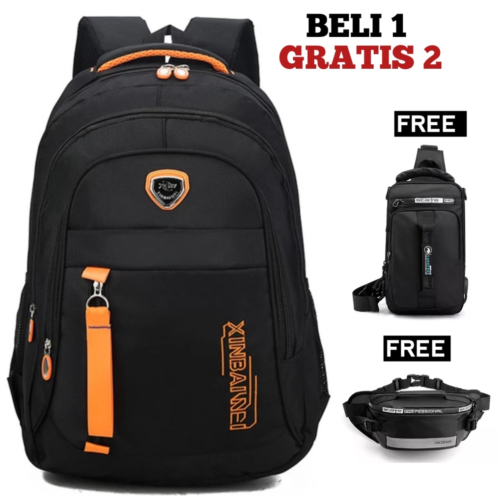BUY 1 GET 2 - Tas Pria ZB RDN 069 Distro Raindoz Bandung Ransel Punggung Backpack Cowok Keren Sek BRAN NB-Tp BJ
